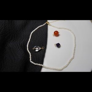 micro fresh water pearl choker amethyst agate